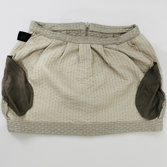 Isabel Marant sz 2 Quilted Mini Skirt Pleated Silver Wool Silk Waist 29" - Picture 3 of 14